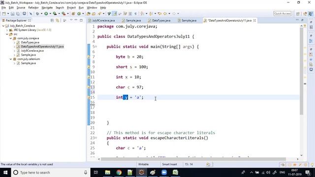 Session-9- Core Java , Type Casting and Operators смотреть онлайн