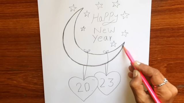 Happy New Year 2023 / Happy New Year Poster Drawing 2023 / New Year Drawing Easy for Beginners смотреть онлайн