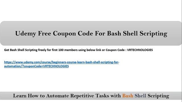 Free Udemy Coupon Code For Bash Shell Scripting | VRTechnologies смотреть онлайн