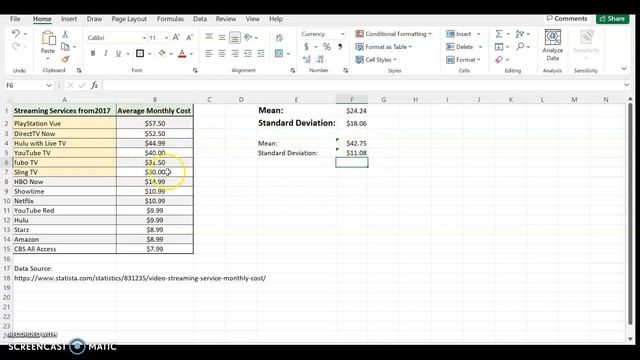 MATH& 107 - Calculating Standard Deviation in Excel смотреть онлайн