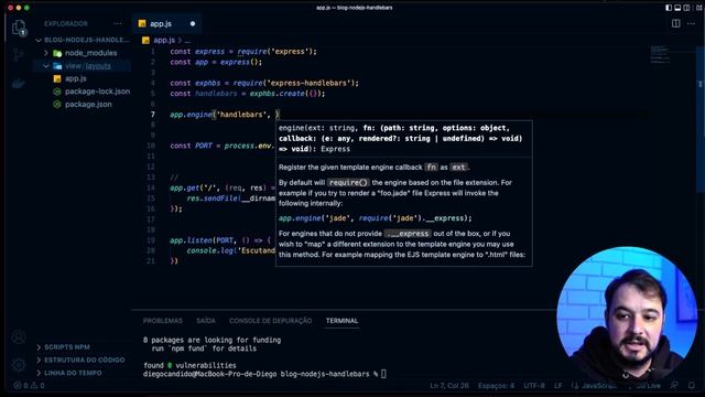 Criando um mini blog: Iniciando a Template Engine (handlebars) смотреть онлайн