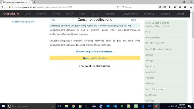 Difference between LinkedBlockingQueue and ConcurrentLinkedQueue in Java.
| javapedia.net смотреть онлайн
