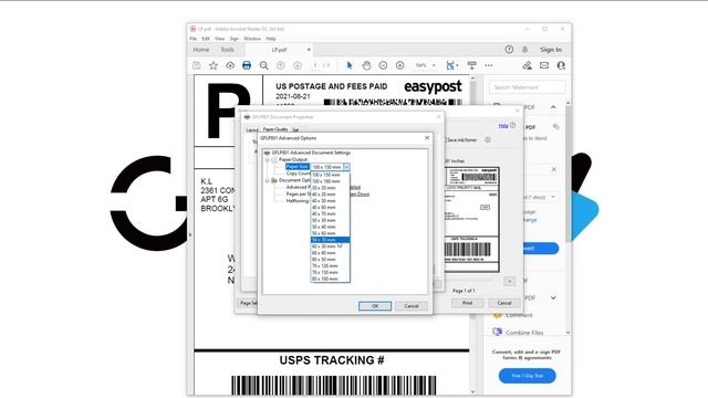 How to Use "Adobe Acrobat Reader Dc" to Print "Shipping Label" By Gitfos LP801 Label Printer. смотреть онлайн