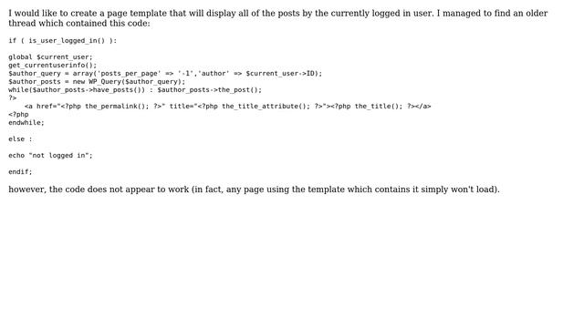 Wordpress: Create a Page Template Which Displays All Posts by Current User смотреть онлайн