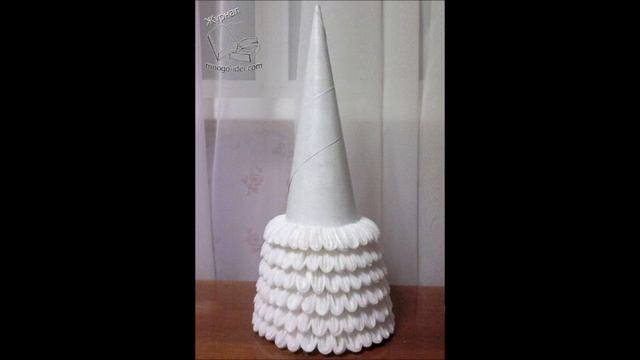 Поделка детям Поделка на Новый год.Eлка из ватных дисков. смотреть онлайн