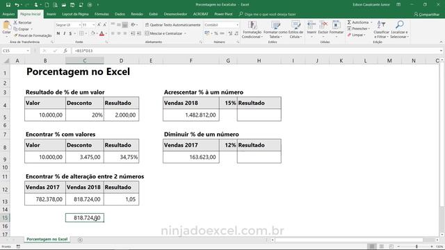 Como calcular Porcentagem no Excel - 5 Situações do Dia a Dia смотреть онлайн