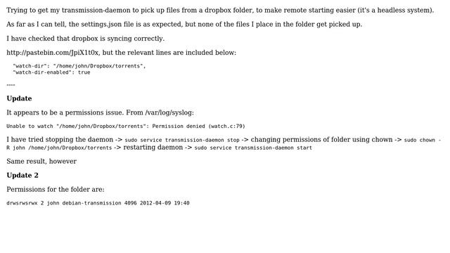 Transmission-daemon not picking up on watch directory (3 Solutions!!) смотреть онлайн
