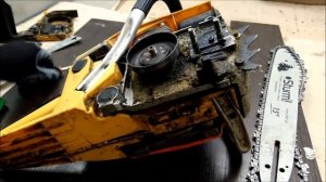 Клинит цепь в шине,-глохнет бензопила, неправильная компоновка пильного гарнитура