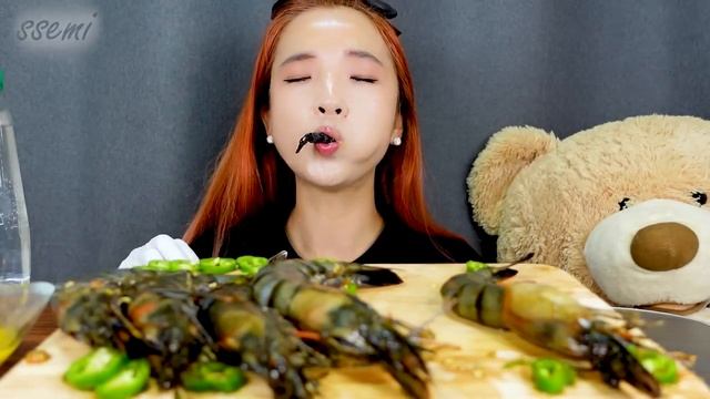[Mukbang]?새우의 왕! 블랙타이거 간장새우장 먹방?Black Tiger Prawn Soy Sauce Shrimp?con Tôm กุ้ง Udang ASMR | 쎄미
