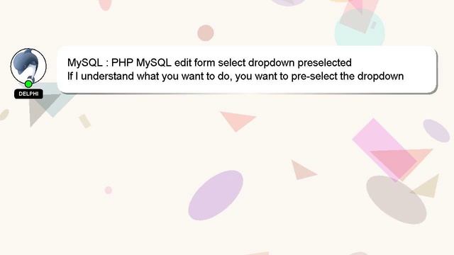 MySQL : PHP MySQL edit form select dropdown preselected смотреть онлайн