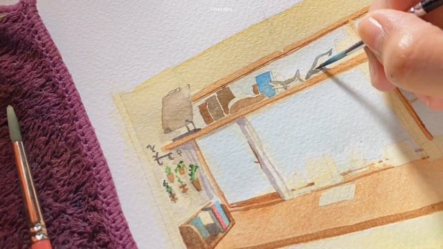 art vlog ?? easy watercolor food art, painting cafe desserts ☕️ смотреть онлайн