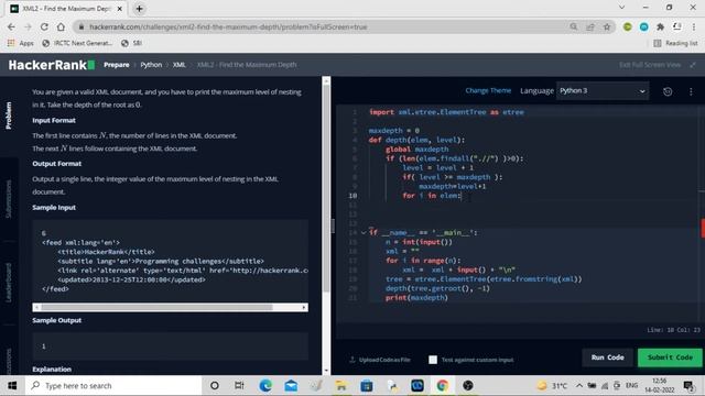 Python Programs #72: XML2 Find The Maximum Depth. смотреть онлайн