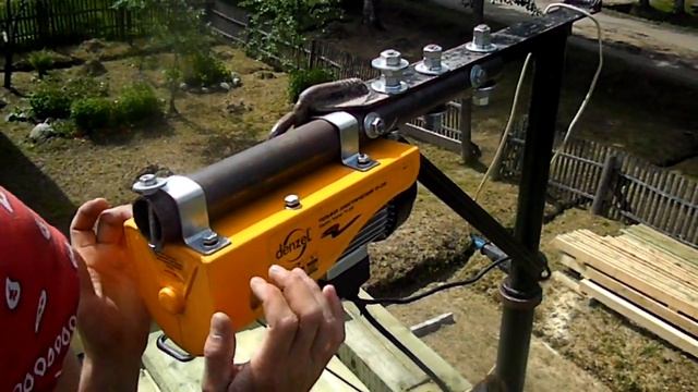 Мини кран для подъема бруса с электротельфером. смотреть онлайн