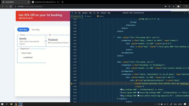 Responsive Travel website using tailwindcss and alpinejs | Datepicker | Swiperjs | CodeF смотреть онлайн