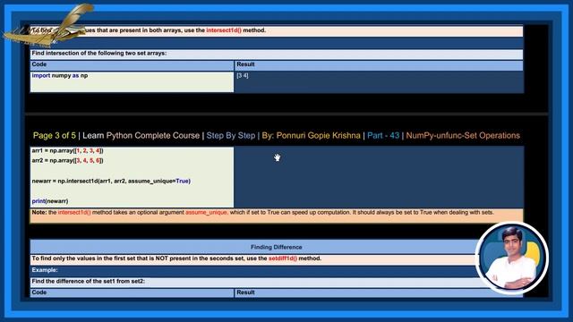 Learn NumPy Complete Course |Step By Step| unfunc Set Operations |Ponnuri Gopie Krishna |Part- смотреть онлайн