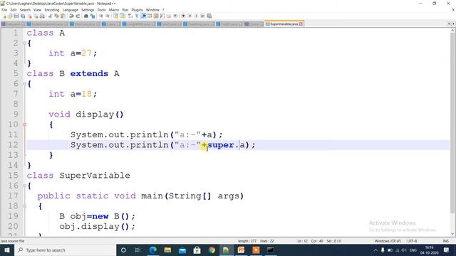 super keyword in Java | Accessing parent class variable смотреть онлайн