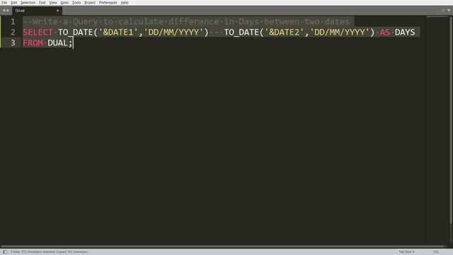 Query to calculate difference in days and months between two user defined dates - Oracle SQL смотреть онлайн