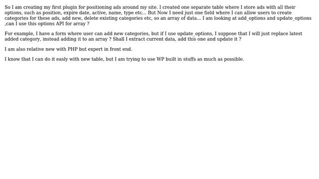 Wordpress: Can I use add_option for a plugin categories and how? смотреть онлайн