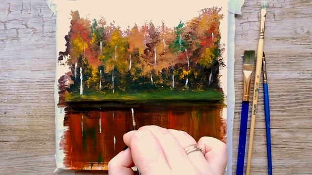 Как нарисовать ЛЕБЕДЕЙ НА ОЗЕРЕ гуашью | Рисуем осенний пейзаж смотреть онлайн