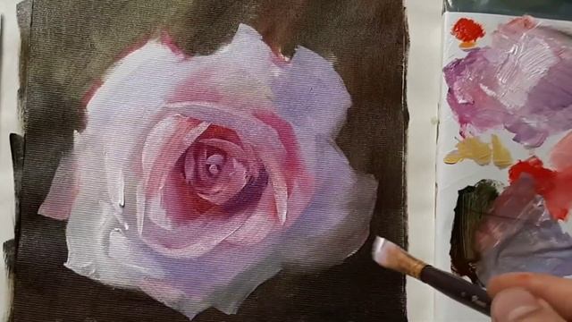 Rose Oil painting for beginners смотреть онлайн