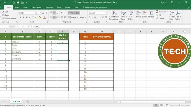 TECH-006 - Create a list that automatically sorts data (alphabetically) as you enter data in Excel смотреть онлайн