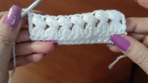 Шарфик двусторонним узором крючком.  КОМПЛЕКТ ШАРФ+ШАПОЧКА для начинающих.