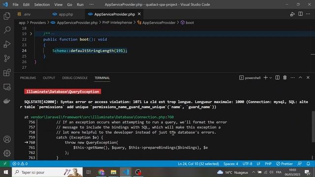 Erreur Solution Laravel spatie max key length is 1000 bytes ( permissions) смотреть онлайн