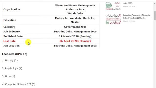 PTS Wapda Latest Jobs 2020- Free Jobs Pk