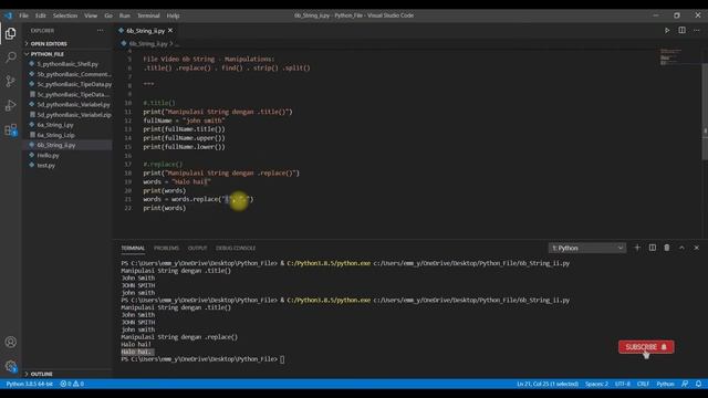 Belajar Cepat Python Pemula 6b Data String - Metode .title() .replace() .find() .strip() .split() смотреть онлайн