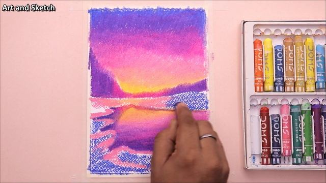 Beautiful Night Sky landscape Scenery / Drawing with Oil Pastels / Step by Step смотреть онлайн