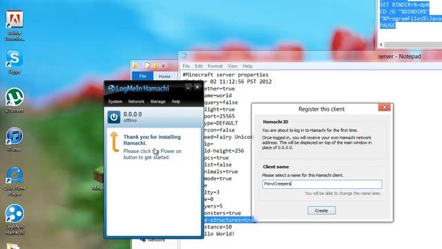 Make Minecraft Server Beta 1.2.5/1.3 Tutorial! Install Bukkit & Setup Hamachi смотреть онлайн