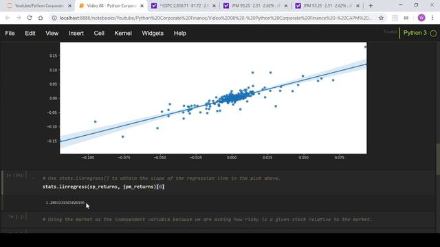 Python Corporate Finance - CAPM Calculating Beta (Part 2) смотреть онлайн