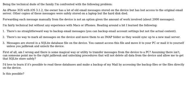 Apple: Can the SQLite databases that store iOS mail be exploited to back up messages? смотреть онлайн