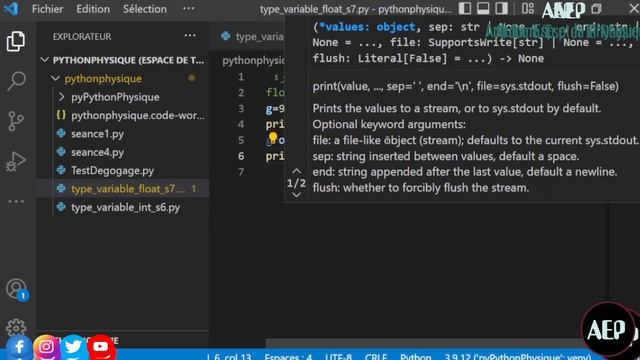 متغيرات الأعداد الكسرية float : بايثون للفيزياء من الصفر الحلقة 7 ??????python pour la physique смотреть онлайн
