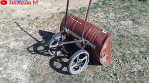 САДОВАЯ ТАЧКА ТЕЛЕЖКА ИЗ БОЧКИ своими руками