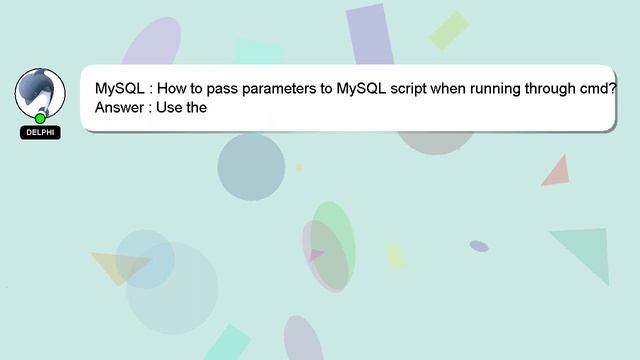 MySQL : How to pass parameters to MySQL script when running through cmd? смотреть онлайн