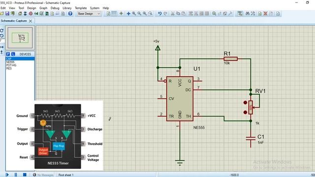 NE555 as a voltage control oscillator(VCO) Proteus tutorial смотреть онлайн