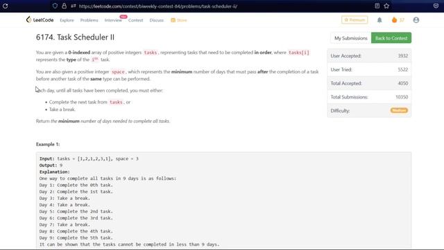 6174. Task Scheduler II leetcode contest | question смотреть онлайн