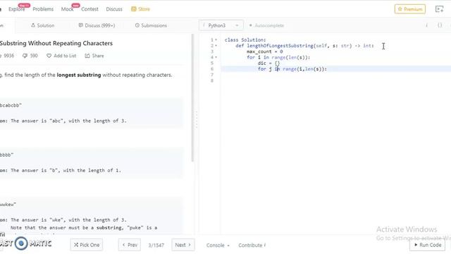 LeetCode 3. Longest Substring Without Repeating Characters | PYTHON смотреть онлайн