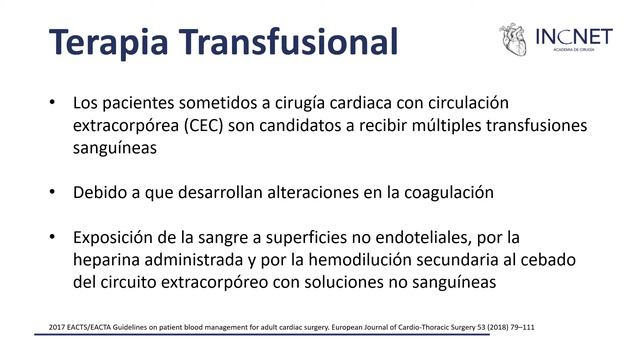 Heparina, Protamina y Terapia Transfusional en Cirugía Cardiaca смотреть онлайн