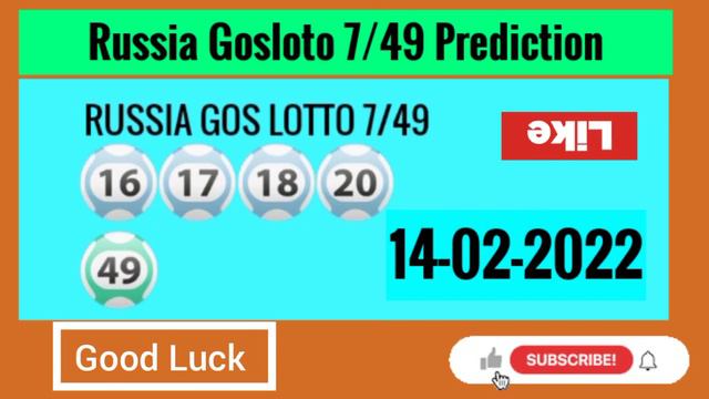 Russia Gosloto 6/45 & 7/49 Predictions For 14 February 2022 смотреть онлайн