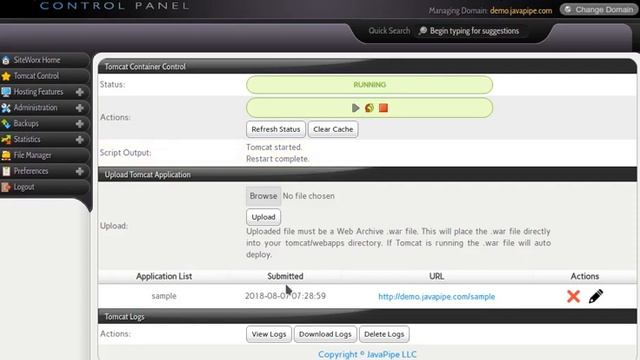 Java Hosting Control Panel at JavaPipe смотреть онлайн