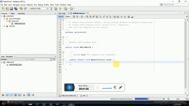 Hello world | first program for beginners in Java netbeans смотреть онлайн