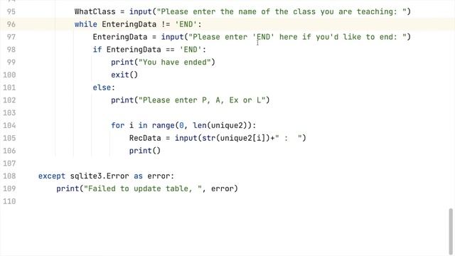 Python with Anvita #96 - Attendance project - marking present absent or excused; update table logic смотреть онлайн