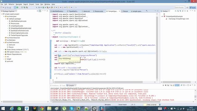 Apache Spark SQL - running a sample program смотреть онлайн