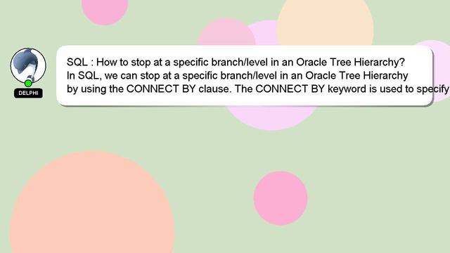 SQL : How to stop at a specific branch/level in an Oracle Tree Hierarchy? смотреть онлайн