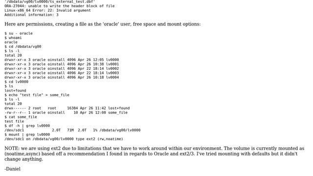 Unable to create a tablespace, unusual error смотреть онлайн