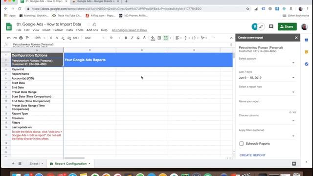 Importing Google Ads (AdWords) to Google Sheet - Video Guide смотреть онлайн