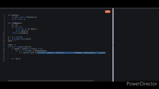 Finding rank of word using python (permutation and combination) смотреть онлайн