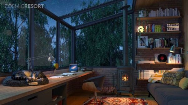 Rooftop Study Room with Rain Sounds - Ambience for Studying, Relaxing